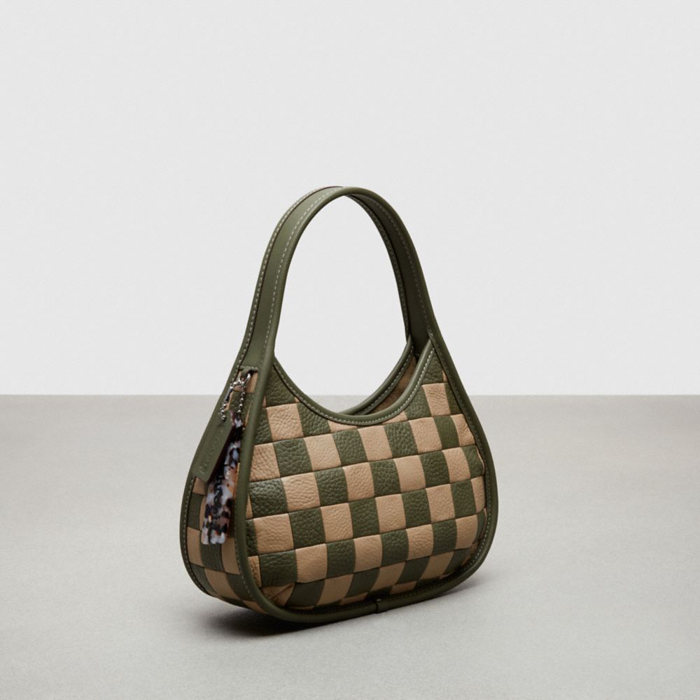 COACH®,Ergo Bag In Checkerboard Upcrafted Leather,Leather,Shoulder Bag,Plastic,Logo,Day Party,Multi Color,Angle View