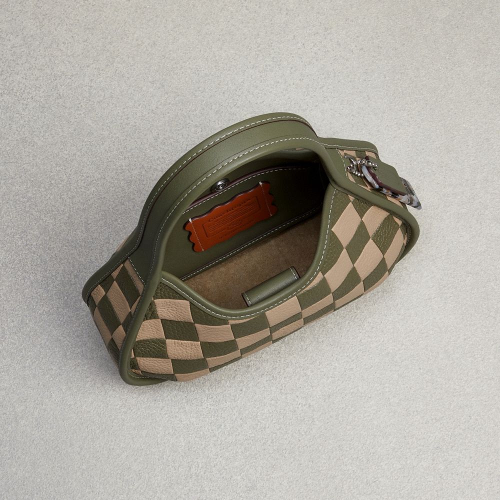 COACH®,Ergo Bag In Checkerboard Upcrafted Leather,Leather,Shoulder Bag,Plastic,Logo,Day Party,Multi Color,Inside View,Top View