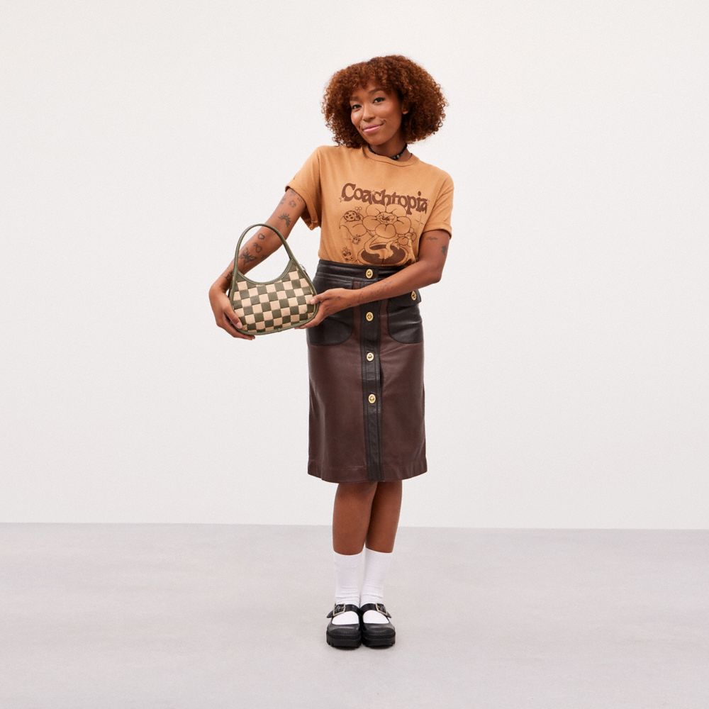 COACH®,Ergo Bag In Checkerboard Upcrafted Leather,Leather,Shoulder Bag,Plastic,Logo,Day Party,Multi Color,Detail View
