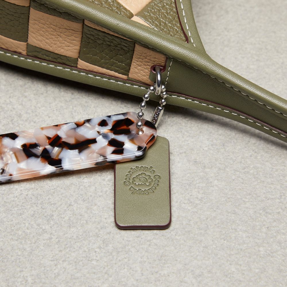 COACH®,Ergo Bag In Checkerboard Upcrafted Leather,Leather,Shoulder Bag,Plastic,Logo,Day Party,Multi Color,Detail View