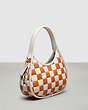 COACH®,Ergo Bag in Checkerboard Patchwork Upcrafted Leather,Upcrafted Leather™,Small,Checkerboard,Chalk/Faded Orange,Angle View