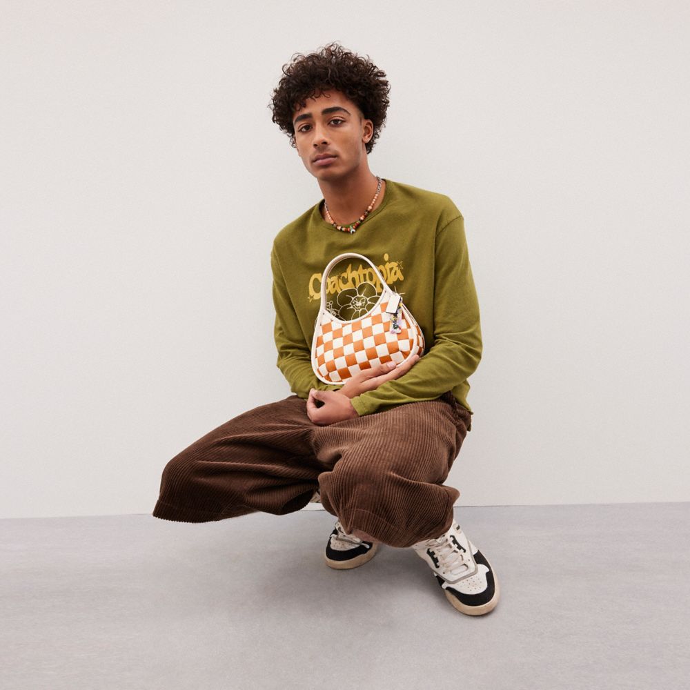 COACH®,Ergo Bag In Checkerboard Upcrafted Leather,Leather,Shoulder Bag,Plastic,Logo,Day Party,Multi Color,Detail View