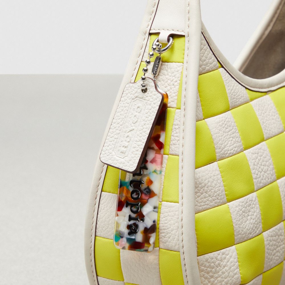 COACH®,Ergo Bag In Checkerboard Upcrafted Leather,Leather,Shoulder Bag,Plastic,Logo,Embossed,Piping,Day Party,Multi Color,Group View
