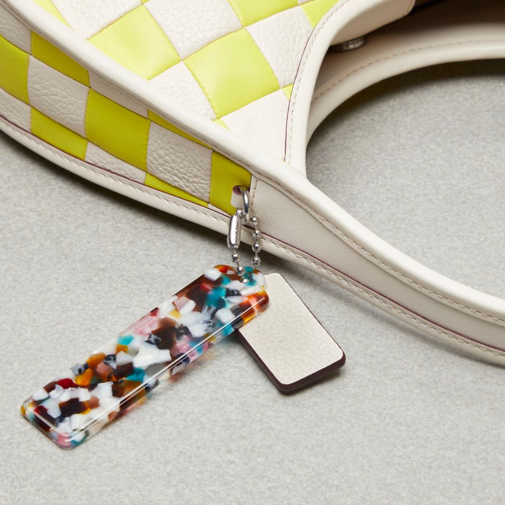 COACH®,Ergo Bag In Checkerboard Upcrafted Leather,Leather,Shoulder Bag,Plastic,Logo,Embossed,Piping,Day Party,Multi Color