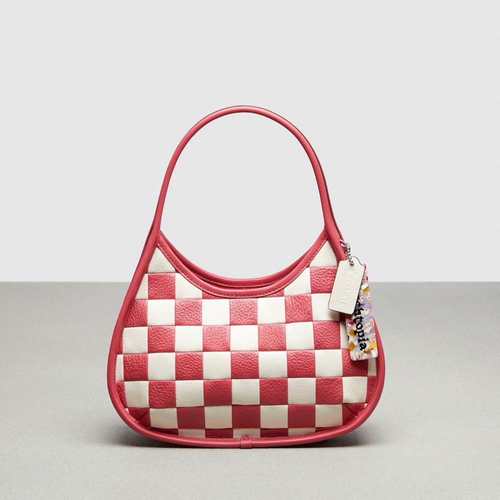 COACH®,Ergo Bag In Checkerboard Patchwork Upcrafted Leather,Upcrafted Leather™,Small,Checkerboard,Pink/Chalk,Front View image number 0