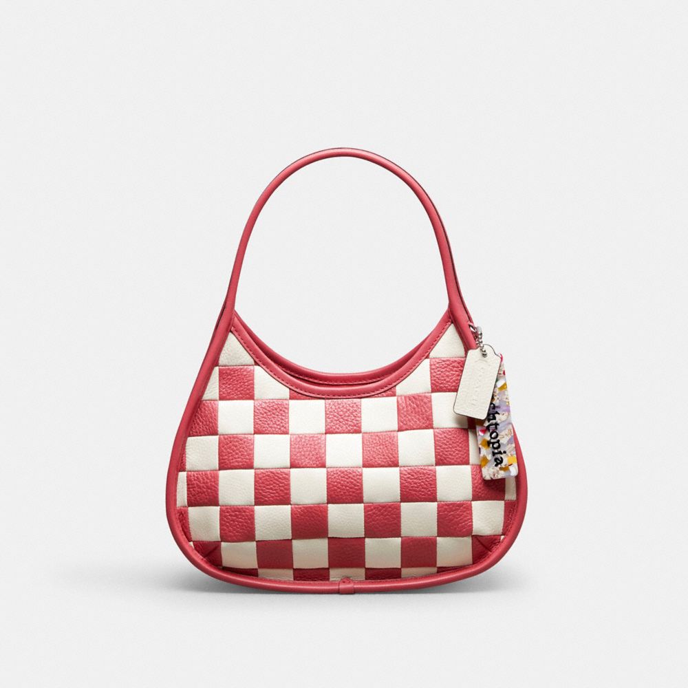 COACH®,Ergo Bag In Checkerboard Patchwork Upcrafted Leather,Upcrafted Leather™,Small,Checkerboard,Pink/Chalk,Front View image number 0