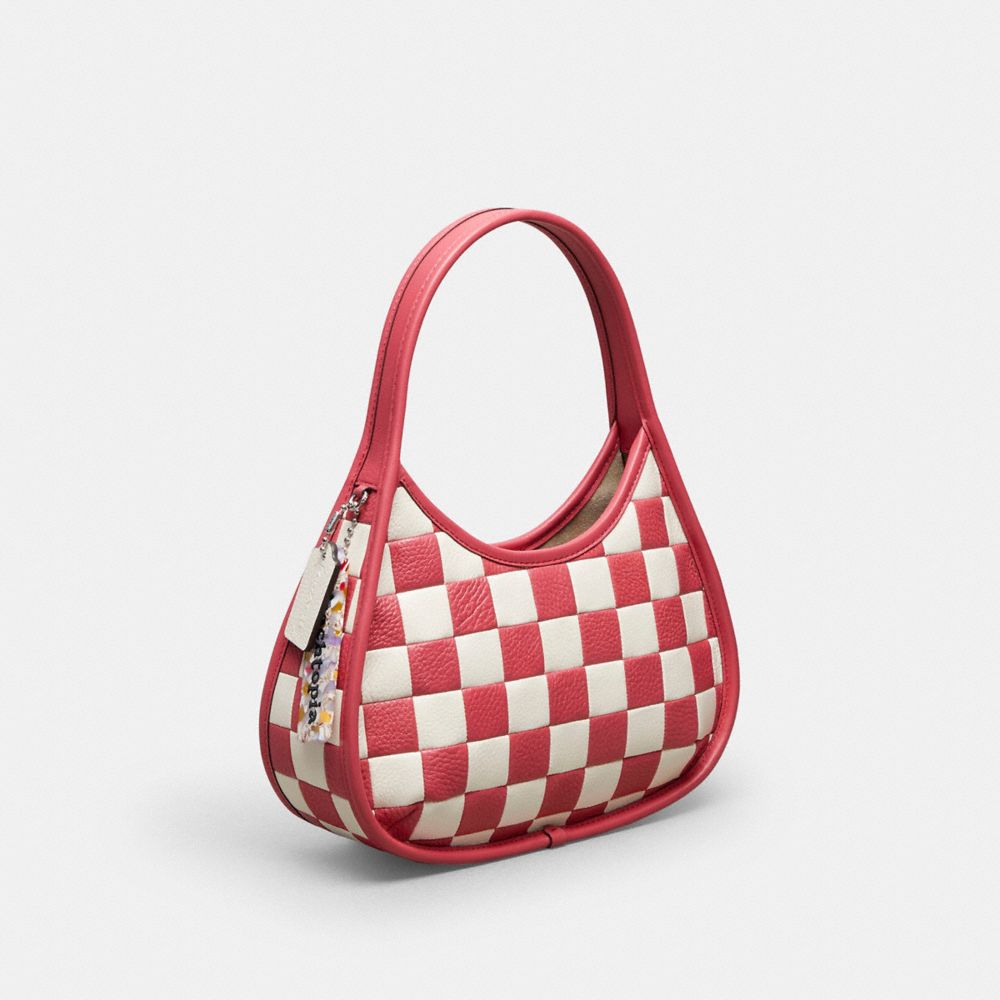 COACH®,Ergo Bag In Checkerboard Upcrafted Leather,Leather,Shoulder Bag,Plastic,Logo,Day Party,Multi Color,Angle View
