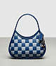 COACH®,Ergo Bag in Checkerboard Patchwork Upcrafted Leather,Upcrafted Leather™,Small,Checkerboard,Grey Blue/Blue,Front View
