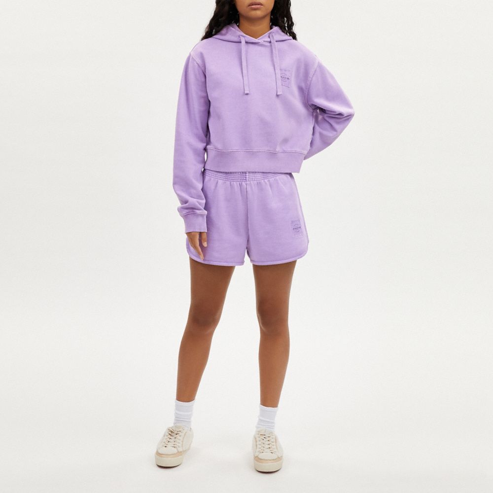 COACH®,GARMENT DYE RETRO SWEATSHORTS,Lavender,Scale View