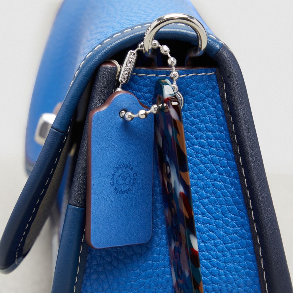 COACH®,Wavy Dinky Bag In Coachtopia Leather With Colorful Binding,Leather,Acrylic,Shoulder Bag,Plastic,Embossed,Logo,Pipin...,