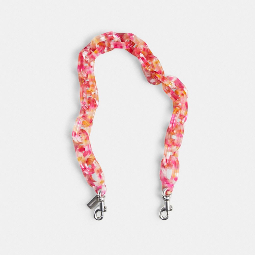 COACH®,Short Chain Strap,Recycled Resin,Pink/Multi,Front View