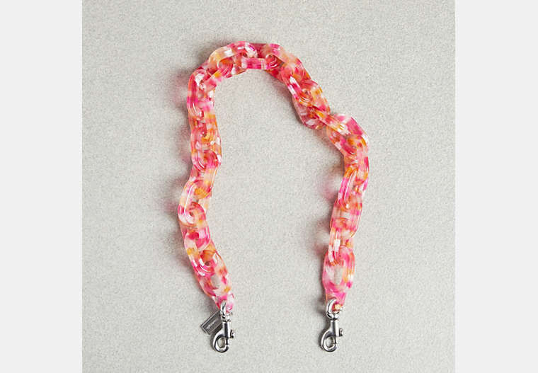 COACH®,Short Chain Strap,Recycled Resin,Pink/Multi,Front View