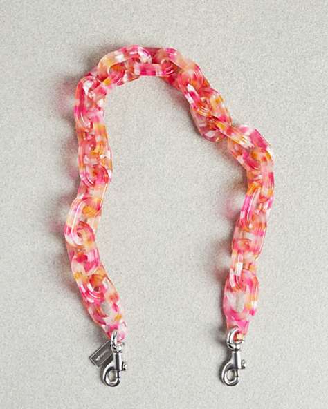 COACH®,Short Chain Strap,Recycled Resin,Pink/Multi,Front View