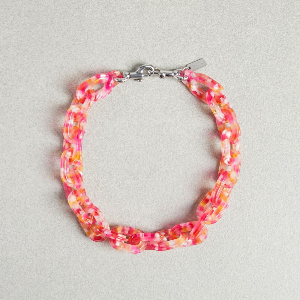 COACH®,Short Chain Strap,Recycled Resin,Pink/Multi,Angle View