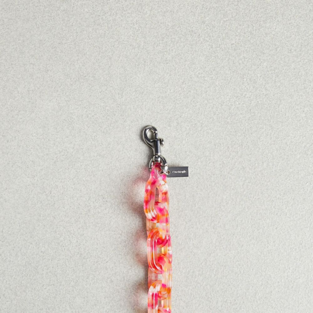 COACH®,Short Chain Strap,Acrylic,Bag Straps,Plastic,No Embellishment,Silver Metal,Day Party,Multi Color,Closer View