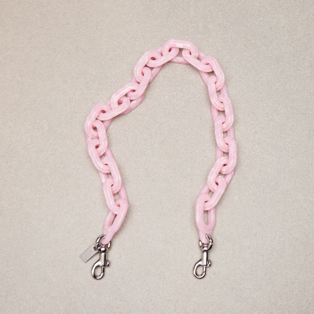 COACH®,Short Chain Strap,Recycled Resin,Light Pink Multi,Front View