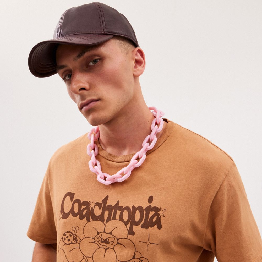 COACH®,Short Chain Strap,Acrylic,Bag Straps,Plastic,No Embellishment,Silver Metal,Day Party,Pink,Detail View