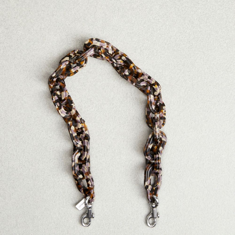 COACH®,Short Chain Strap,Recycled Resin,Brown/Multi,Front View