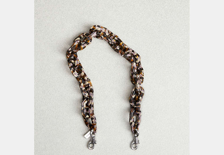 COACH®,Short Chain Strap in 70% Recycled Resin,Recycled Resin,Brown/Multi,Front View