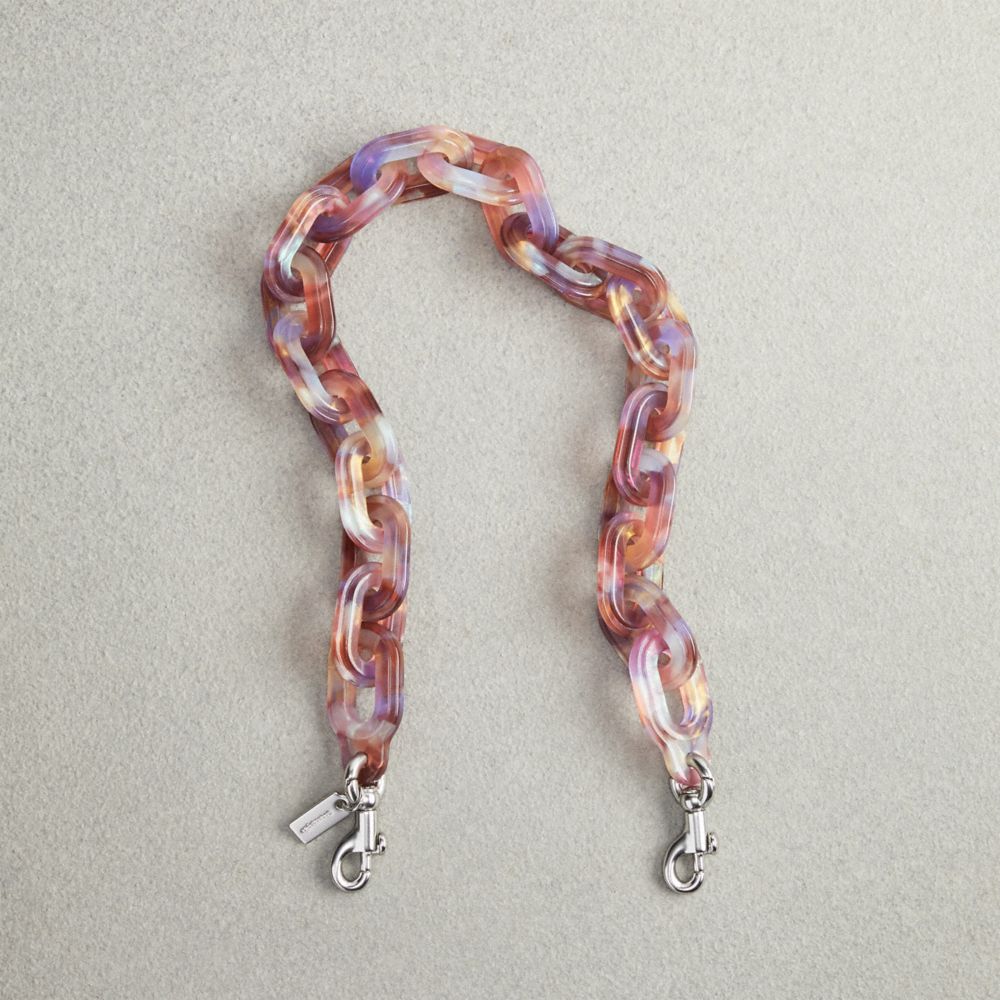 COACH®,Short Chain Strap,Recycled Resin,Purple Multi,Front View