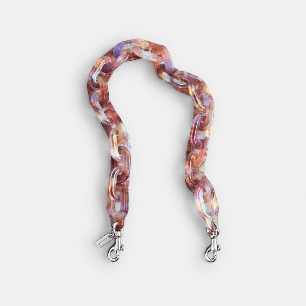 Coach Short Chain Strap With Recycled Resin In Brass/pink Multi | ModeSens