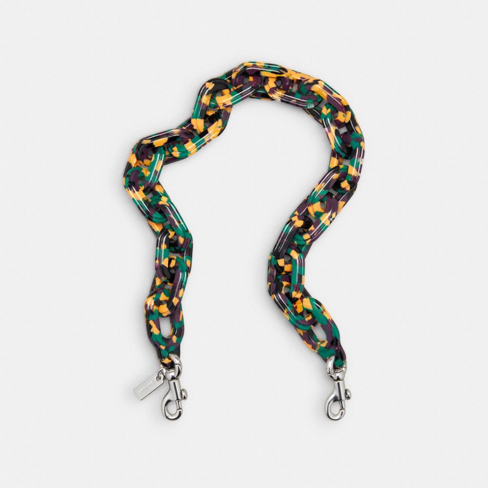 Coachtopia Short Chain Strap in 70% Recycled Resin - Black/Green Multi Sustainable & Eco Friendly