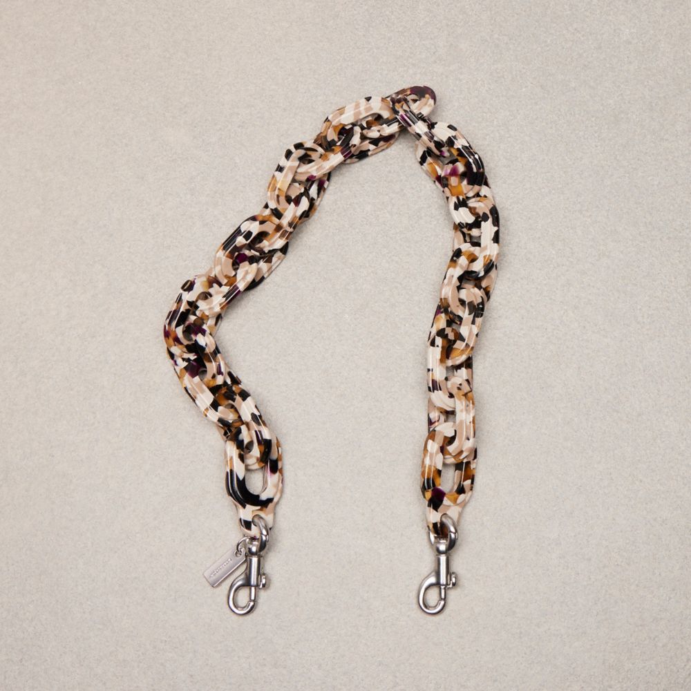 COACH®,Short Chain Strap,Recycled Resin,Brown/Black Multi,Front View