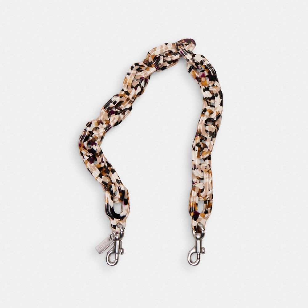 COACH®,Short Chain Strap,Recycled Resin,Brown/Black Multi,Front View