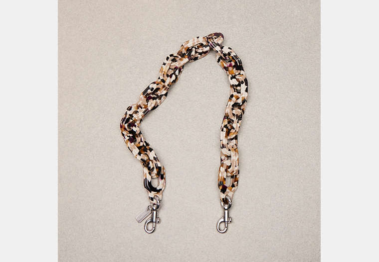 COACH®,Short Chain Strap in 70% Recycled Resin,Recycled Resin,Brown/Black Multi,Front View image number 0