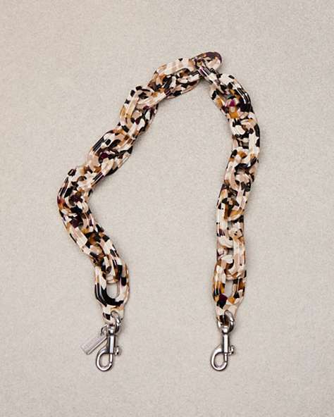 COACH®,Short Chain Strap,Recycled Resin,Brown/Black Multi,Front View