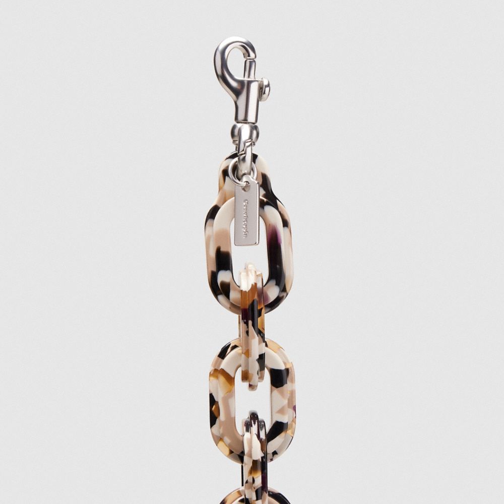 COACH®,Short Chain Strap,Acrylic,Bag Straps,Plastic,No Embellishment,Silver Metal,Day Party,Multi Color,Closer View