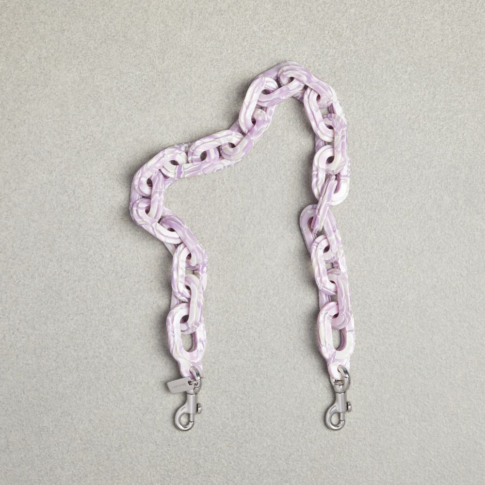 COACH®,Short Chain Strap,Recycled Resin,Light Purple/Silver Multi,Front View image number 0