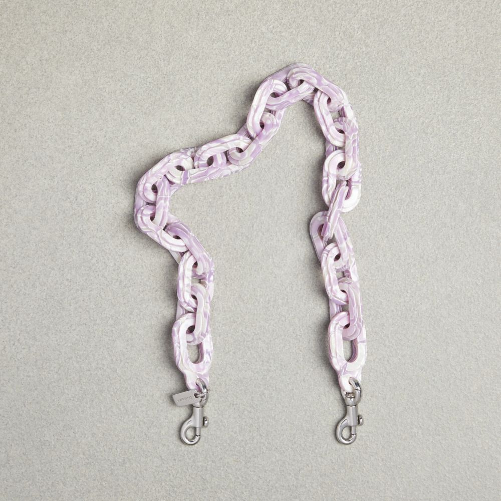 COACH®,Short Chain Strap,Recycled Resin,Light Purple/Silver Multi,Front View