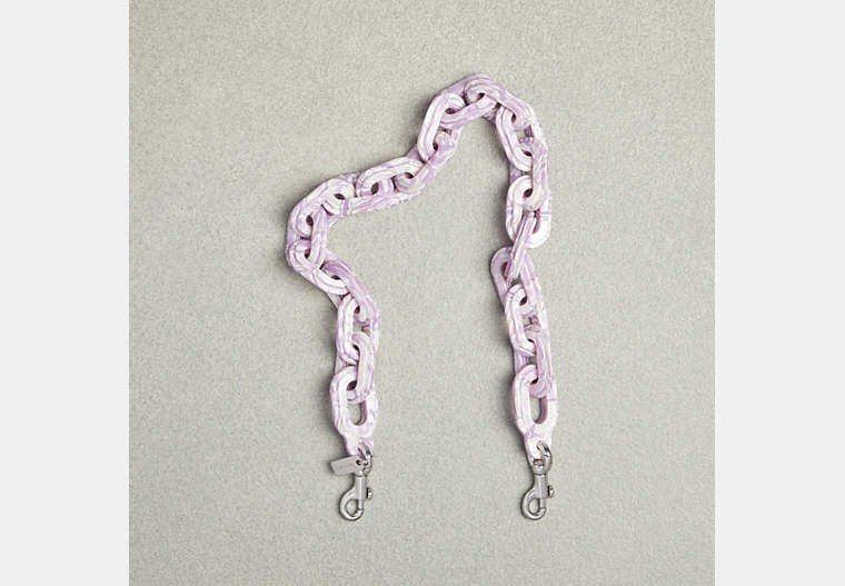 COACH®,Short Chain Strap,Recycled Resin,Light Purple/Silver Multi,Front View