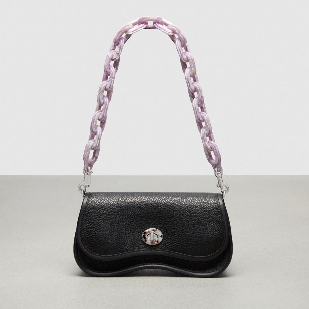 COACH®,Short Chain Strap,Recycled Resin,Light Purple/Silver Multi,Angle View
