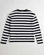 COACH®,Striped Long Sleeve T Shirt in 97% Recycled Cotton,95% recycled cotton,Black/Creme,Back View