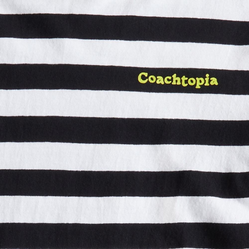COACH®,Long Sleeve T Shirt With Stripe Pattern,Recycled Cotton,T Shirt,Logo,Word Embellishment,Casual,Multi Color,Closer View