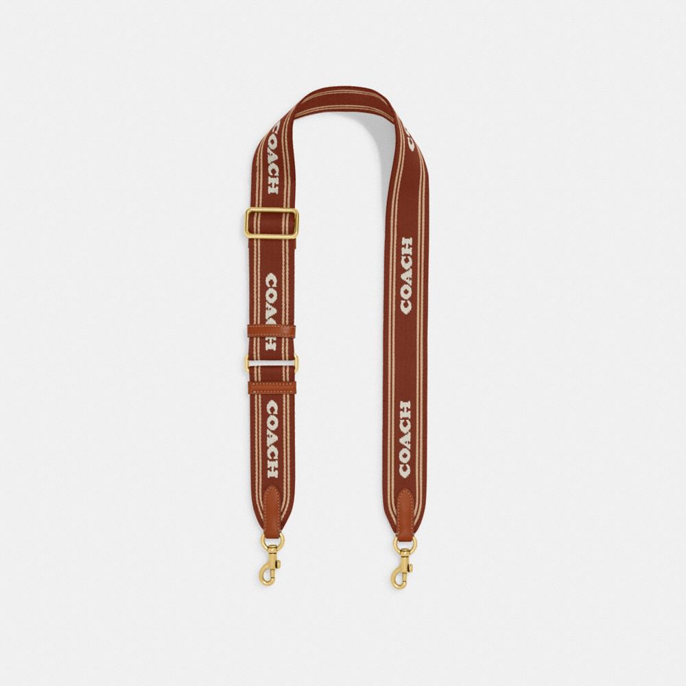 COACH®,COLORBLOCK WEBBING STRAP,Leather,Brass/1941 Saddle Multi,Front View