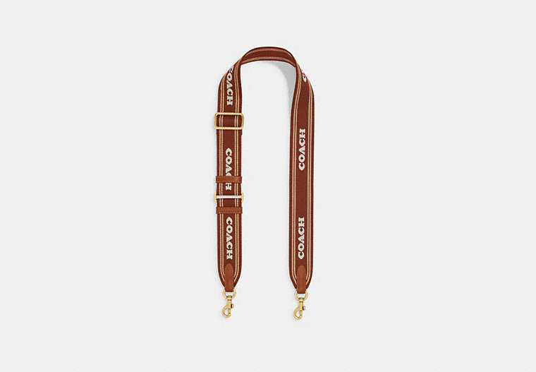 COACH®,COLORBLOCK WEBBING STRAP,Leather,Brass/1941 Saddle Multi,Front View