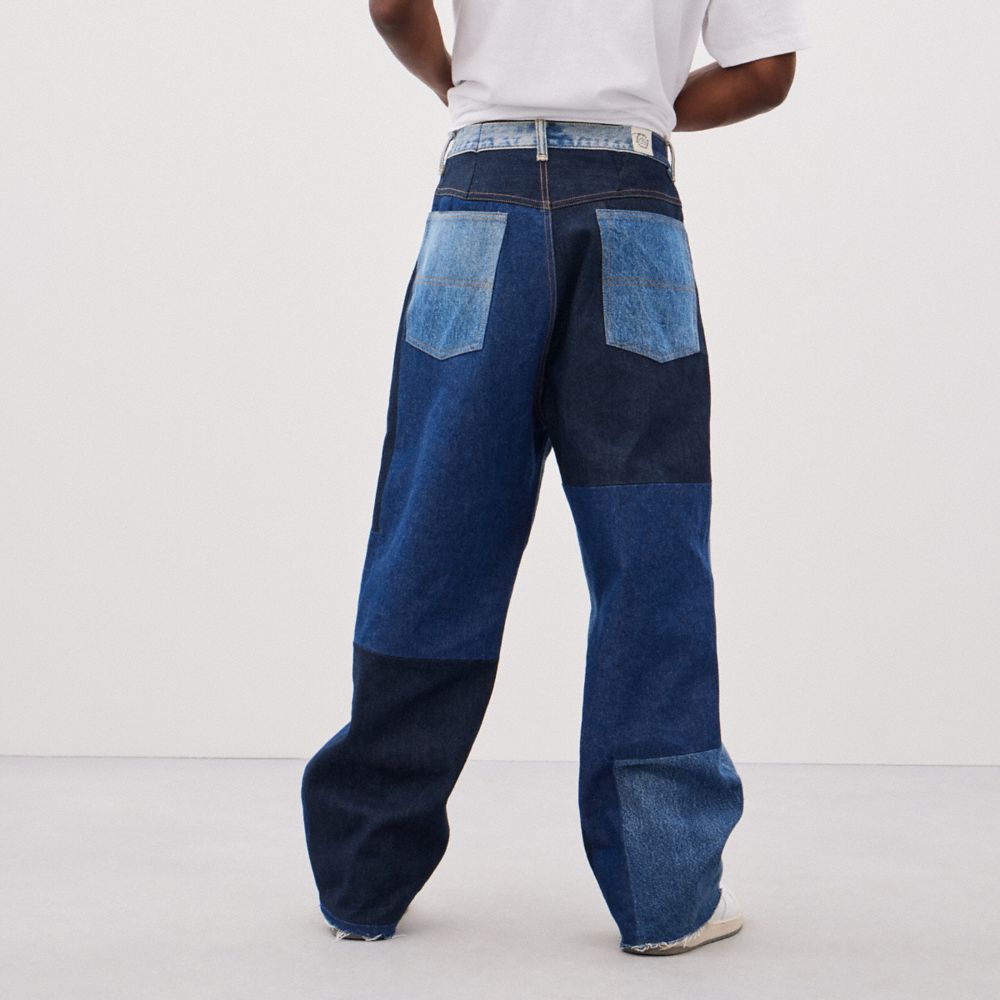 COACH®,Skater Jeans,Denim,Polyester,Cotton,Straight,Patchwork,Whiskering,Casual,,Scale View