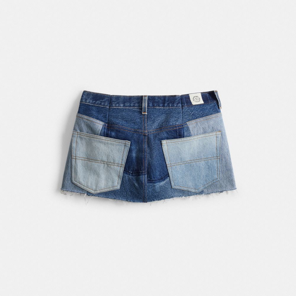 COACH®,Skirt in Repurposed Denim,Repurposed denim,Denim,Back View