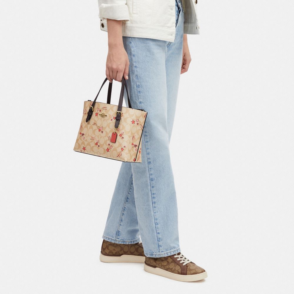 Coach, Bags, Coach Mollie Tote 25 Crossbody In Signature Canvas With  Stripe Heart Print