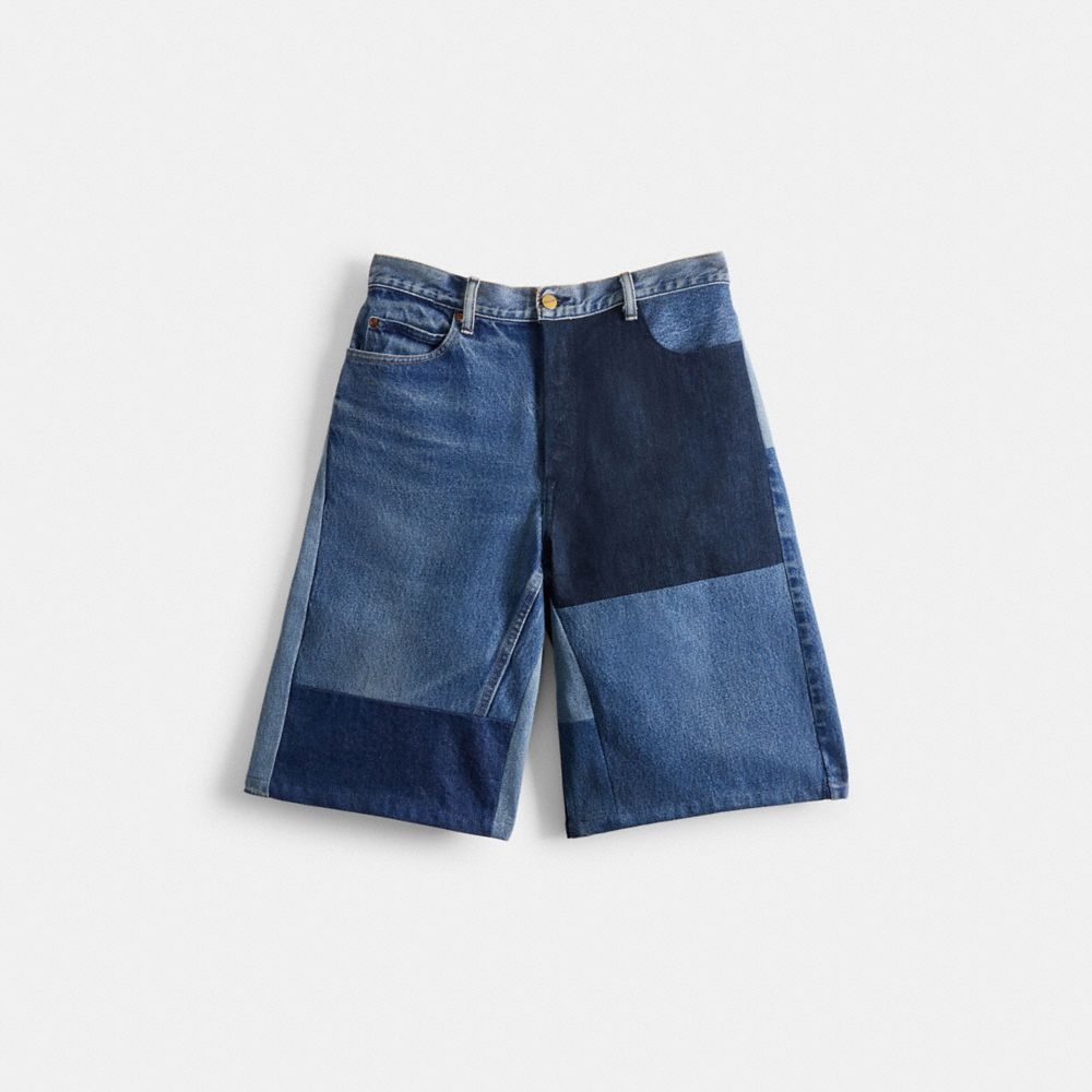 COACH®,Skater Shorts in Repurposed Denim,Repurposed denim,Denim,Front View image number 0