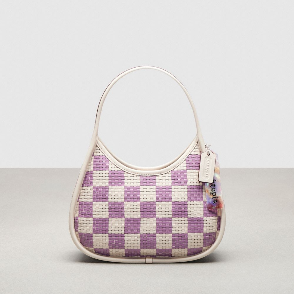 COACH®,Sac Ergo en cuir de damier tressé Upcrafted,Craie/Violet/Orchidée,Front View