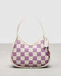 COACH®,Ergo Bag in Woven Checkerboard Upcrafted Leather,Small,Chalk/Violet Orchid,Front View