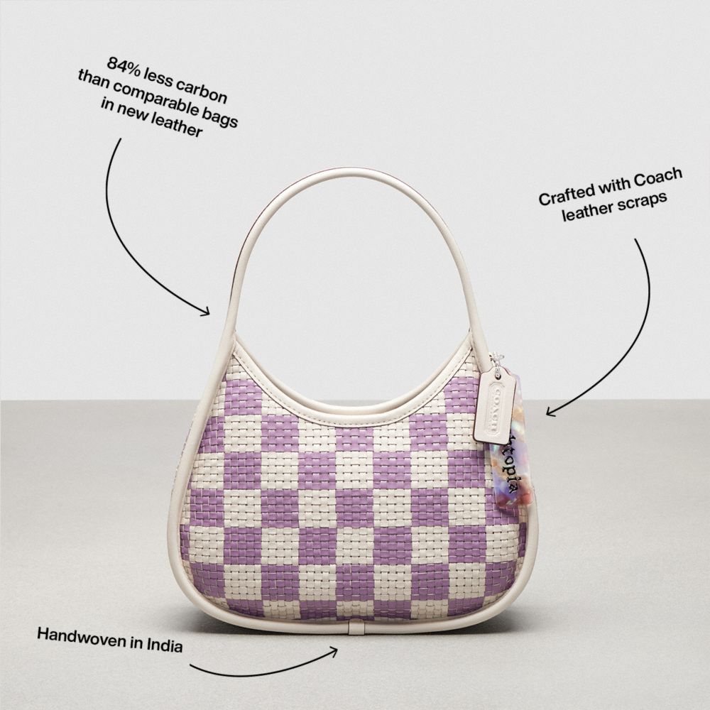 COACH®,Sac Ergo en cuir de damier tressé Upcrafted,Craie/Violet/Orchidée,Angle View