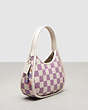COACH®,Ergo Bag in Woven Checkerboard Upcrafted Leather,Small,Chalk/Violet Orchid,Angle View