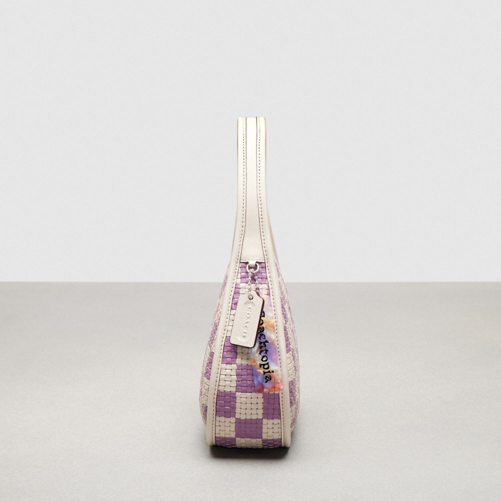 COACH®,Ergo Bag With Woven Checkerboard In Repurposed Leather,Leather,Acrylic,Shoulder Bag,Plastic,Embossed,Piping,Logo,Da...,Multi Color,Group View