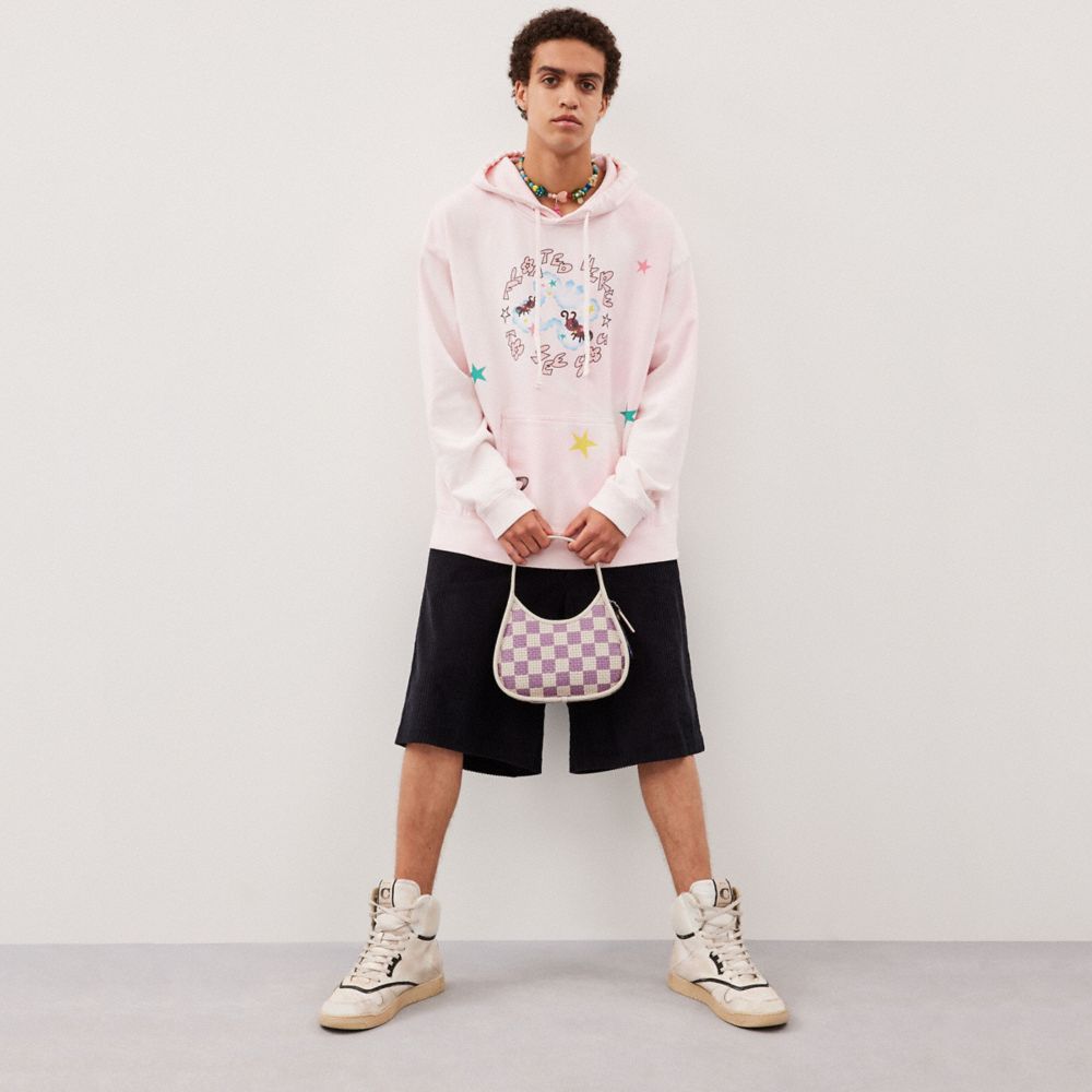 COACH®,Ergo Bag With Woven Checkerboard In Repurposed Leather,Leather,Acrylic,Shoulder Bag,Plastic,Embossed,Piping,Logo,Da...,Multi Color,Detail View