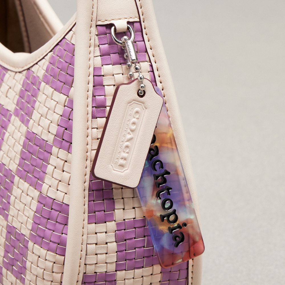 COACH®,Ergo Bag With Woven Checkerboard In Repurposed Leather,Leather,Acrylic,Shoulder Bag,Plastic,Embossed,Piping,Logo,Da...,Multi Color,Group View